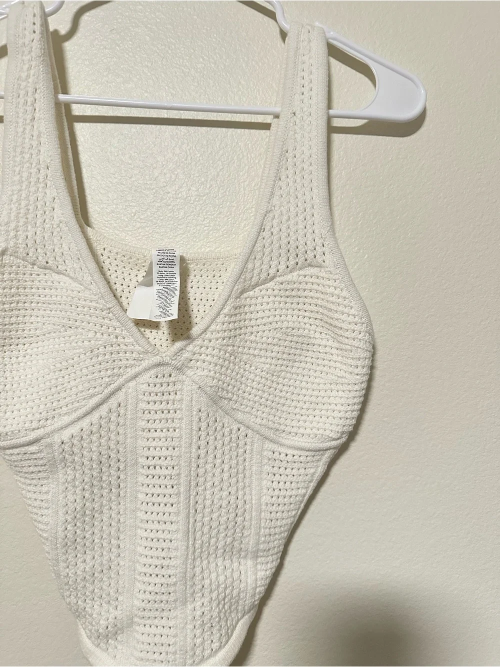 Alo Yoga Chase the Sun crochet knit corset top